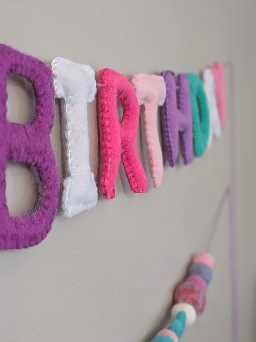 Handmade Happy Birthday Felt Banner - Mermaid Pallette
